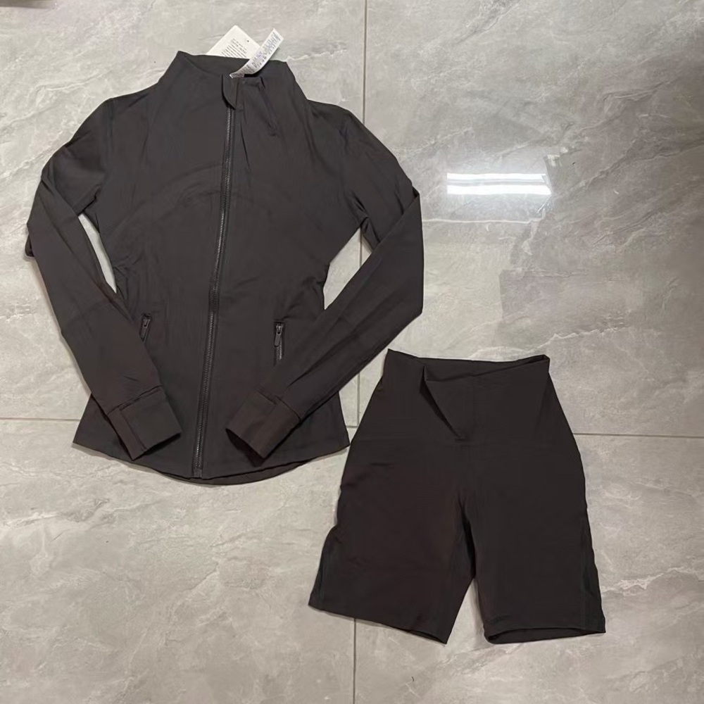 lululemon athletica Black Track Jacket and Shorts Set